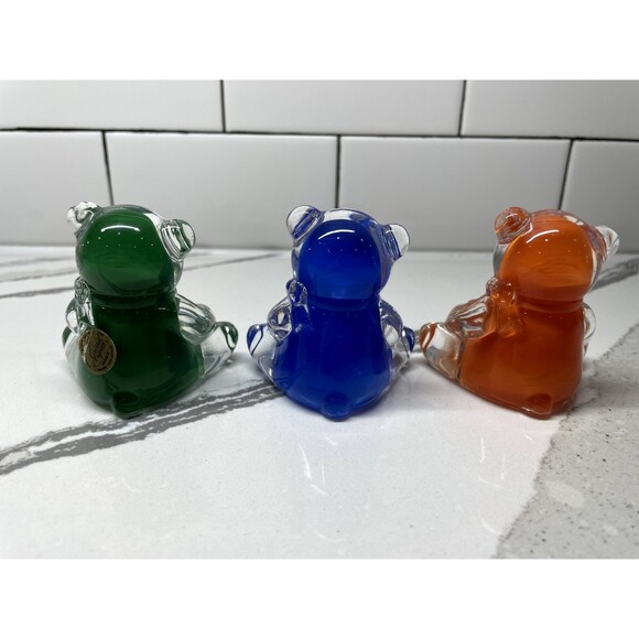 Set of 3 France Cristal D'Arques Ourson Teddy Bear Pure French Crystal Figurines - Picture 2 of 4